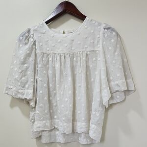 Happy X Nature 100% Cotton Boho And Casual White Textured Blouse